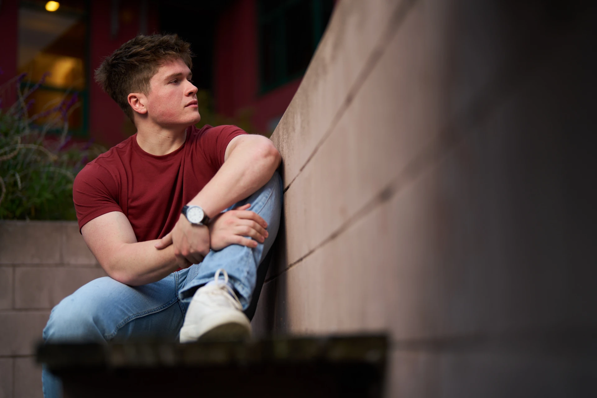 Candid outdoor portrait of DJ Jason Kushy in natural light