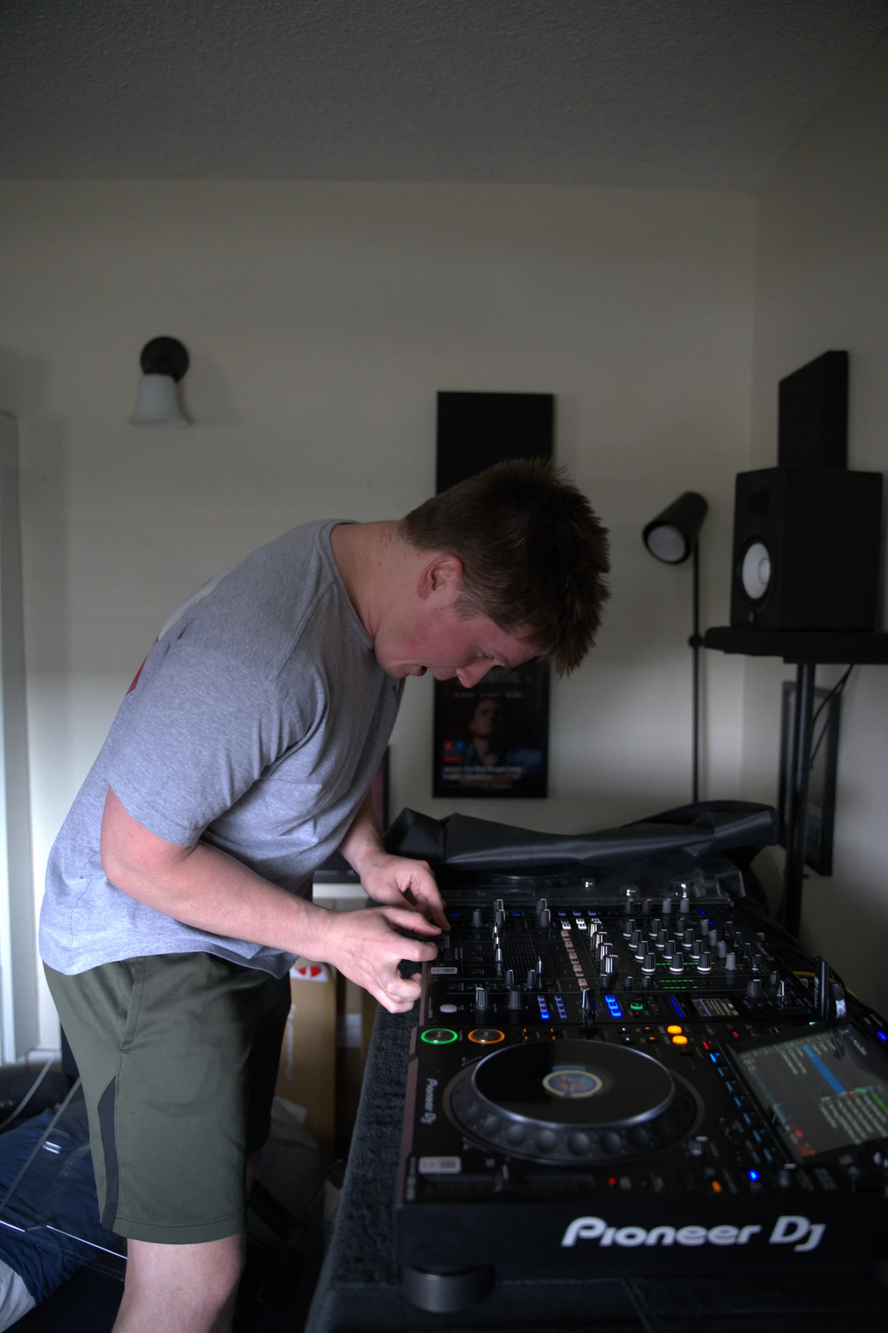 Vertical studio portrait of Jason Kushy during a production day